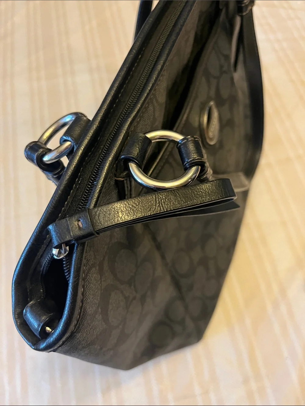 Coach Gray/Black Signature Tote